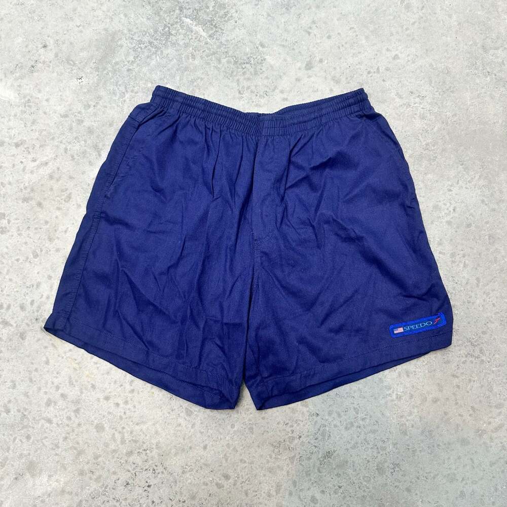 Vintage 90s Speedo Blue Cloth Shorts - Large